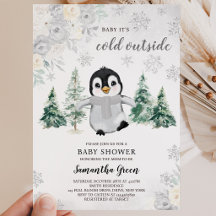 Geslachtsneutrale zilveren pinguïn baby shower