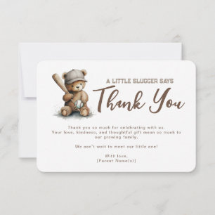 GeslachtsneutraleTeddybeerHonkbalBaby Shower Bedankkaart