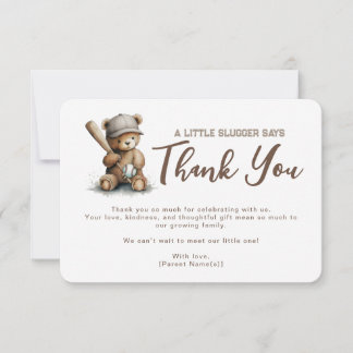 GeslachtsneutraleTeddybeerHonkbalBaby Shower Bedankkaart