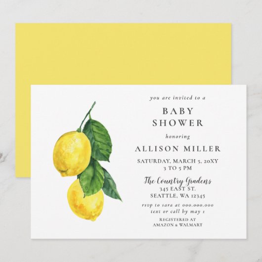 Geslachtsonafhankelijke babyshower uitnodiging met (Voorkant / Achterkant)