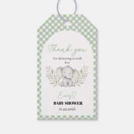 Geslachtsonbekende Olifant Eucalyptus Baby Shower Cadeaulabel
