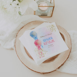 Geslachtsonthulling Ballonnen Roze Blauw Goud Servet