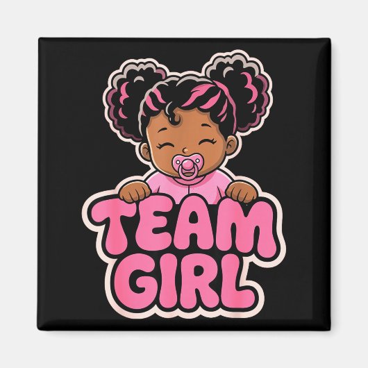 Geslachtsonthulling Feest Afro Team Meisje Aankond Magneet (Voorkant)