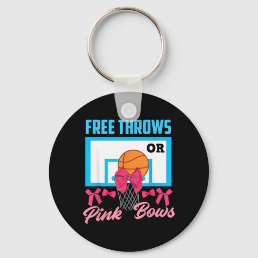 Geslachtsonthulling Gooit Of Roze Strikken Honkbal Sleutelhanger (Voorkant)
