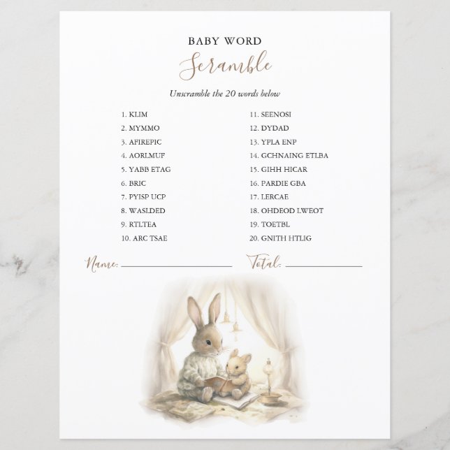 Geslachtsonzijdige baby shower met konijn (Voorkant)