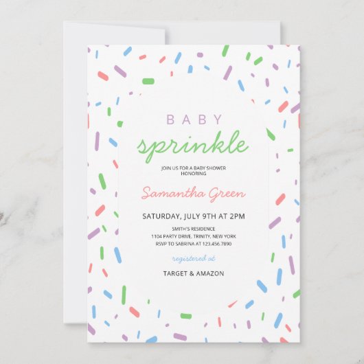 Geslachtsonzijdige Baby Sprinkle Kaart (Voorkant)