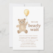 Geslachtsonzijdige babyshower met teddybeer kaart (Voorkant)