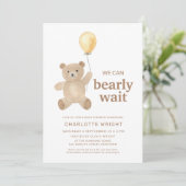 Geslachtsonzijdige babyshower met teddybeer kaart (Staand voorkant)