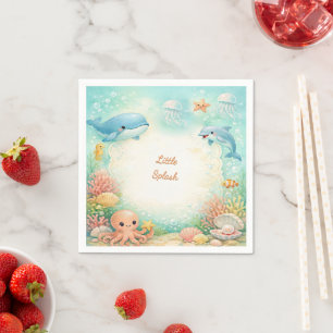 Geslachtsonzijdige babyshower onderzee feestje servet