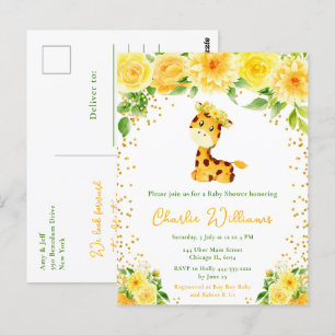 Geslachtsonzijdige babyshower voor giraffe briefkaart