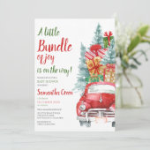 Geslachtsonzijdige Cadeaus Kerst Truck Baby Borrel Kaart (Staand voorkant)