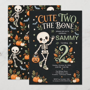 Geslachtsonzijdige Cute Two the Bone 2e Verjaardag Kaart