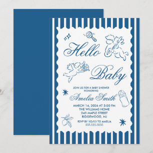 Geslachtsonzijdige Doodle Cupido Baby Shower Groen Kaart