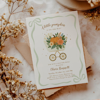 Geslachtsonzijdige herfst baby shower met kleine p kaart