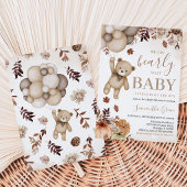 Geslachtsonzijdige herfstbeer-babyshower kaart