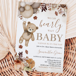 Geslachtsonzijdige herfstbeer-babyshower kaart