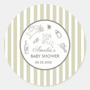 Geslachtsonzijdige kabouter Cupido Baby Shower Gro Ronde Sticker