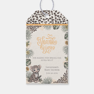 Geslachtsonzijdige Luipaard Babyborrel Dankjewel Cadeaulabel