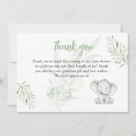 Geslachtsonzijdige Olifant Eucalyptus Baby Shower Bedankkaart