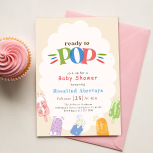 Geslachtsonzijdige Popsicle Baby Shower Uitnodigin Kaart