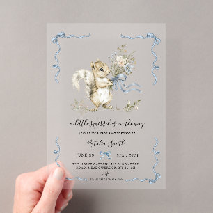 Geslachtsonzijdige waterverf Eekhoorn Baby Shower Acryl Uitnodigingen