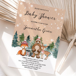 Geslachtsonzijdige Winter Bos Baby Shower Kaart