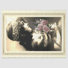 Geslachtspapier voor Rozen van Girl Holding Tissuepapier