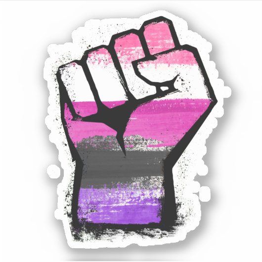 Geslachtsvloeibare Protest Vuist Sticker (Voorkant)