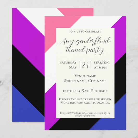 Geslachtsvloeibare queer vlag feestviering uitnodi kaart (Voorkant / Achterkant)