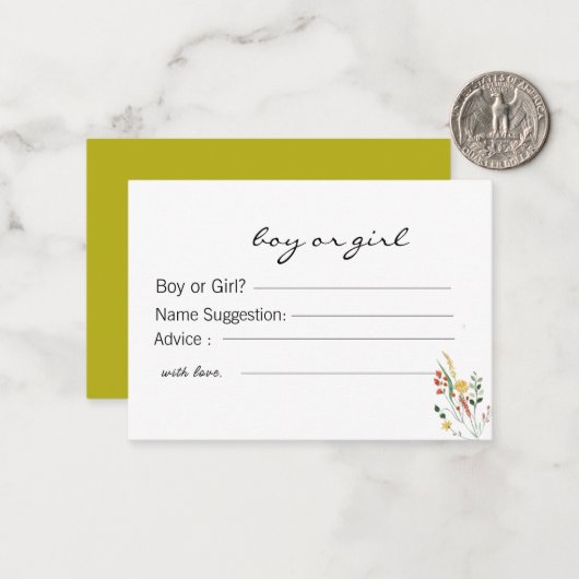 Geslachtsvoorspelling en advies Kaart Notitiekaartje (Voorkant / Achterkant in situ)