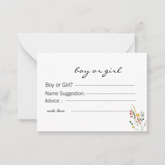 Geslachtsvoorspelling en advies Kaart Notitiekaartje (Voorkant)