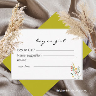 Geslachtsvoorspelling en advies Kaart Notitiekaartje