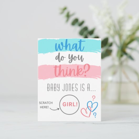 Geslachtsweergave (pretenderen) Scratch Off Card Briefkaart (Staand voorkant)