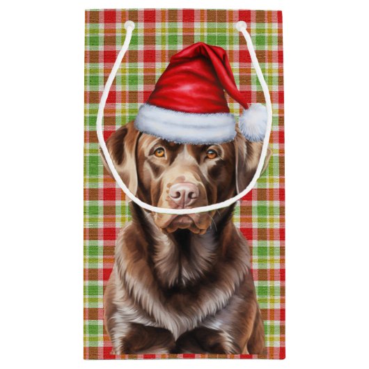Geslagen met een Chocolate Lab Christmas Dog Klein Cadeauzakje (Achterkant)