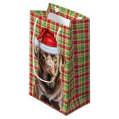 Geslagen met een Chocolate Lab Christmas Dog Klein Cadeauzakje (Voorkant Gekanteld)