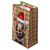 Geslagen met een Chocolate Lab Christmas Dog Klein Cadeauzakje (Achterkant Gekanteld)