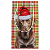 Geslagen met een Chocolate Lab Christmas Dog Klein Cadeauzakje (Voorkant)