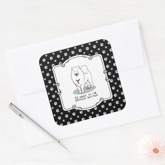 Geslepen geroten Samoyed Dog Cute Attitude Funding Vierkante Sticker (Envelop)