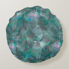 Geslepen groencyaan over onafgewerkt wandpleister rond kussen