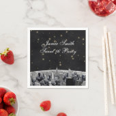 Geslepen NYC Silhouette 2 Zwart Goud Ster Servetten (Insitu)