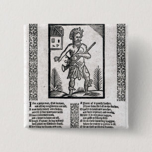 Geslepen, of de resolutie van het Arme Man Vierkante Button 5,1 Cm