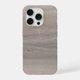 Geslepen travertijnsteen Mushroom Taupe Minimalist iPhone 15 Pro Case