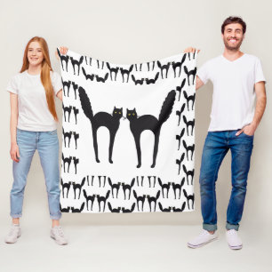 Geslepen zwarte katten fleece deken