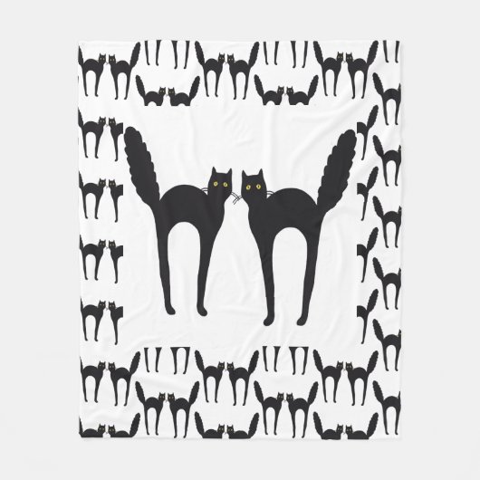 Geslepen zwarte katten fleece deken (Voorkant)