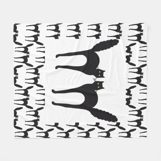 Geslepen zwarte katten fleece deken (Voorkant (Horizontaal))