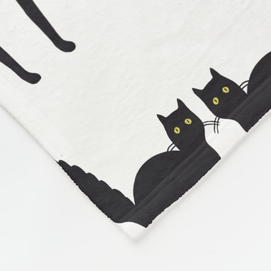 Geslepen zwarte katten fleece deken (Hoek)