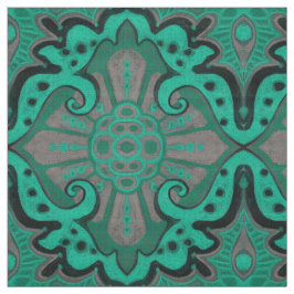 Geslikte pomegranat, munt & grijs, bohemisch patro stof