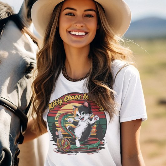 Geslopte Felines Yarn Dance Kat Chaos Incoming! T-shirt