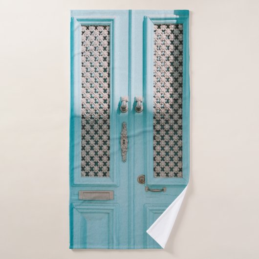 GESLOTEN BLAUWGROEN FRANSE DEUREN BADHANDDOEK (Badhanddoek)