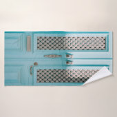 GESLOTEN BLAUWGROEN FRANSE DEUREN BADHANDDOEK (Badhanddoek)